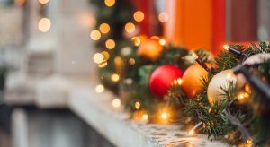 holiday travel decorations garland with lights on sill